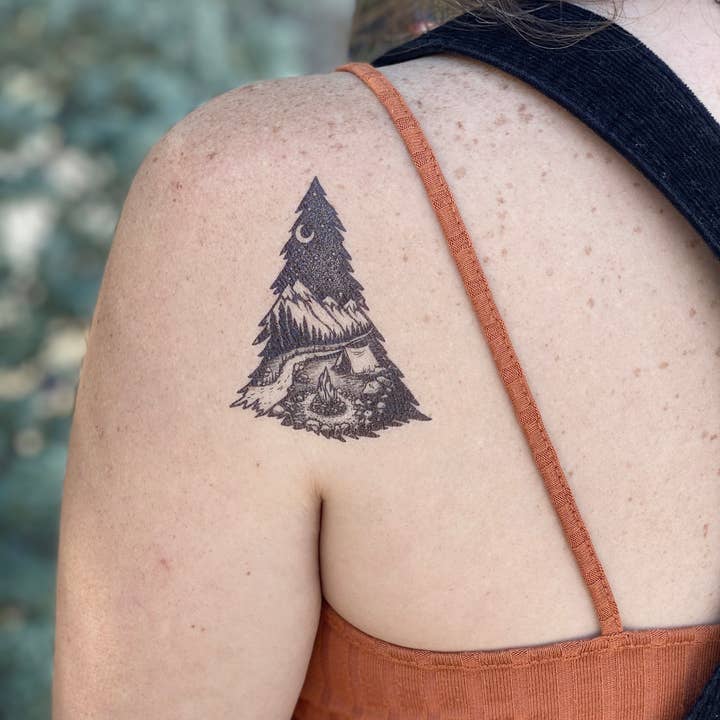 NatureTats - Wholesale Temporary Tattoo - Mountain Camping Temporary Tattoo2