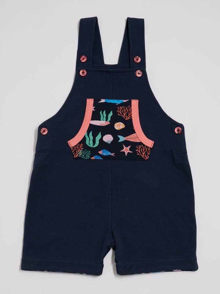 Under The Sea Short Dungarees for wholesale by Playtime Prints