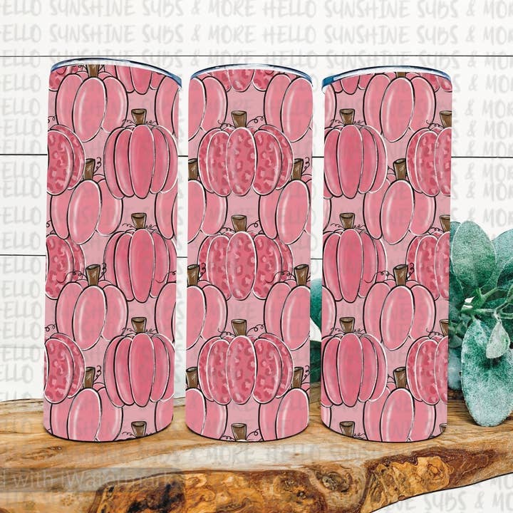 Pumpkin Breast Cancer Tumbler for wholesale by Hello Sunshine Boutique