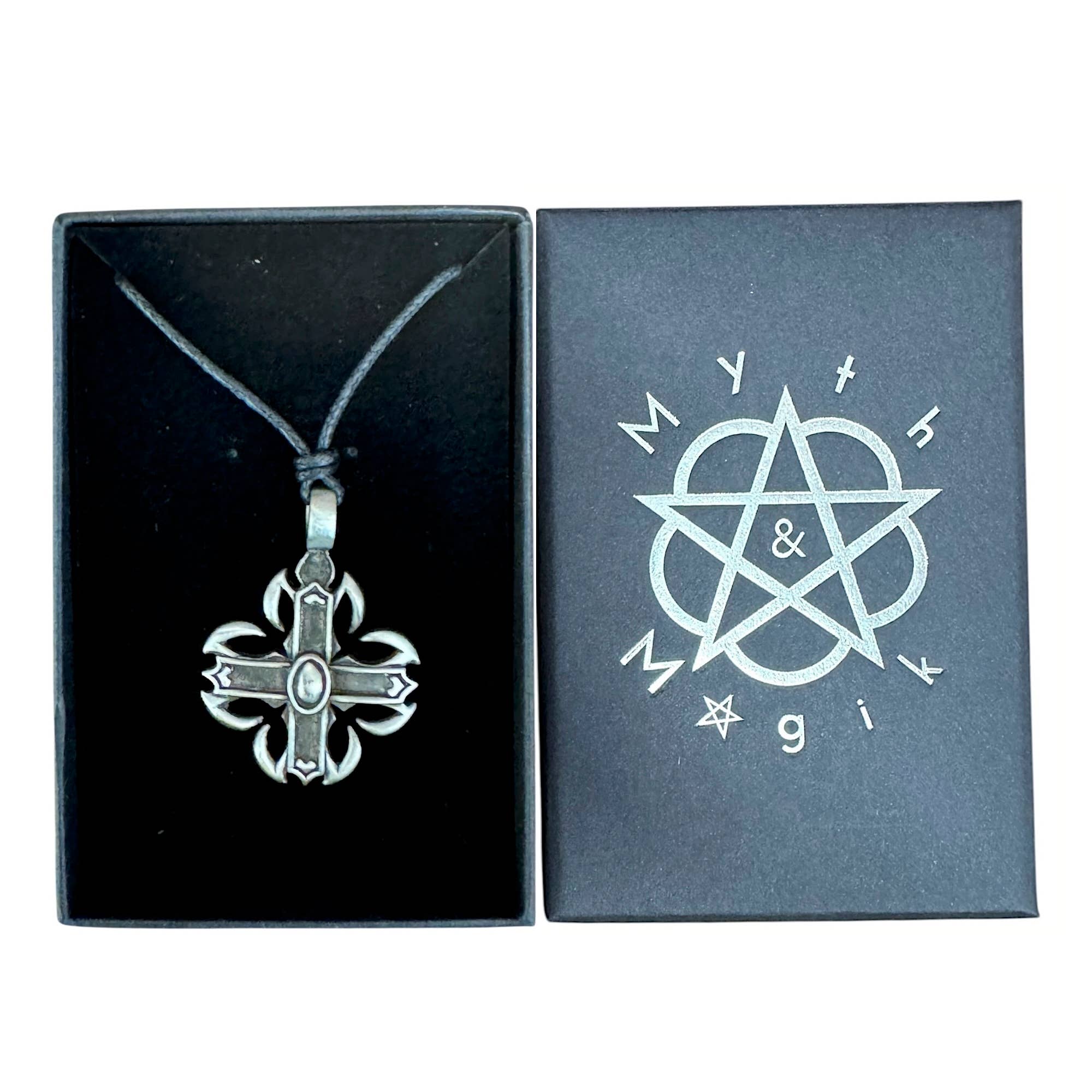 Myth & Magik - Silver Jewellery Cavern Wholesale - Wholesale Pendant/Charm Necklace - Hallowed Cross Pewter Necklace – Adjustable Gothic (USA-DDP)2