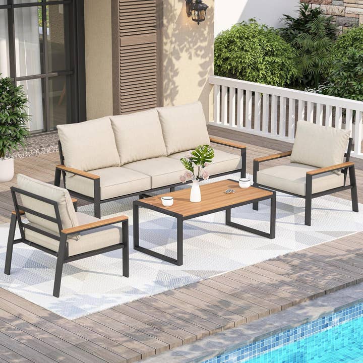Stylish Four Piece Outdoor Patio Furniture Conversation Set for wholesale by ShipItFurniture
