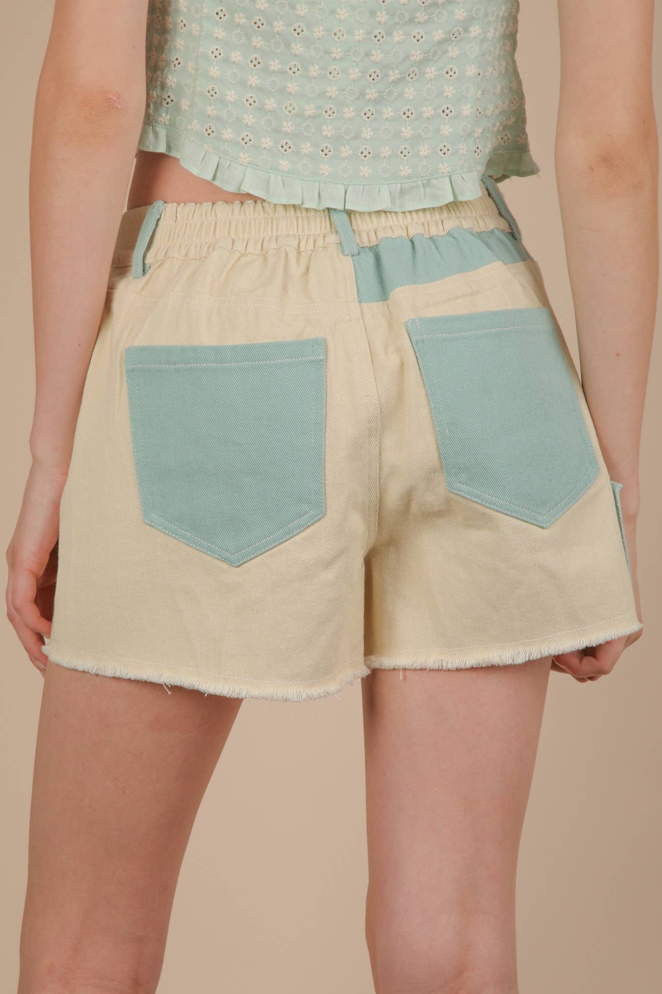 VERY J - Vente Short – femme - NP70779-Short décontracté à blocs de couleur lavés doux13