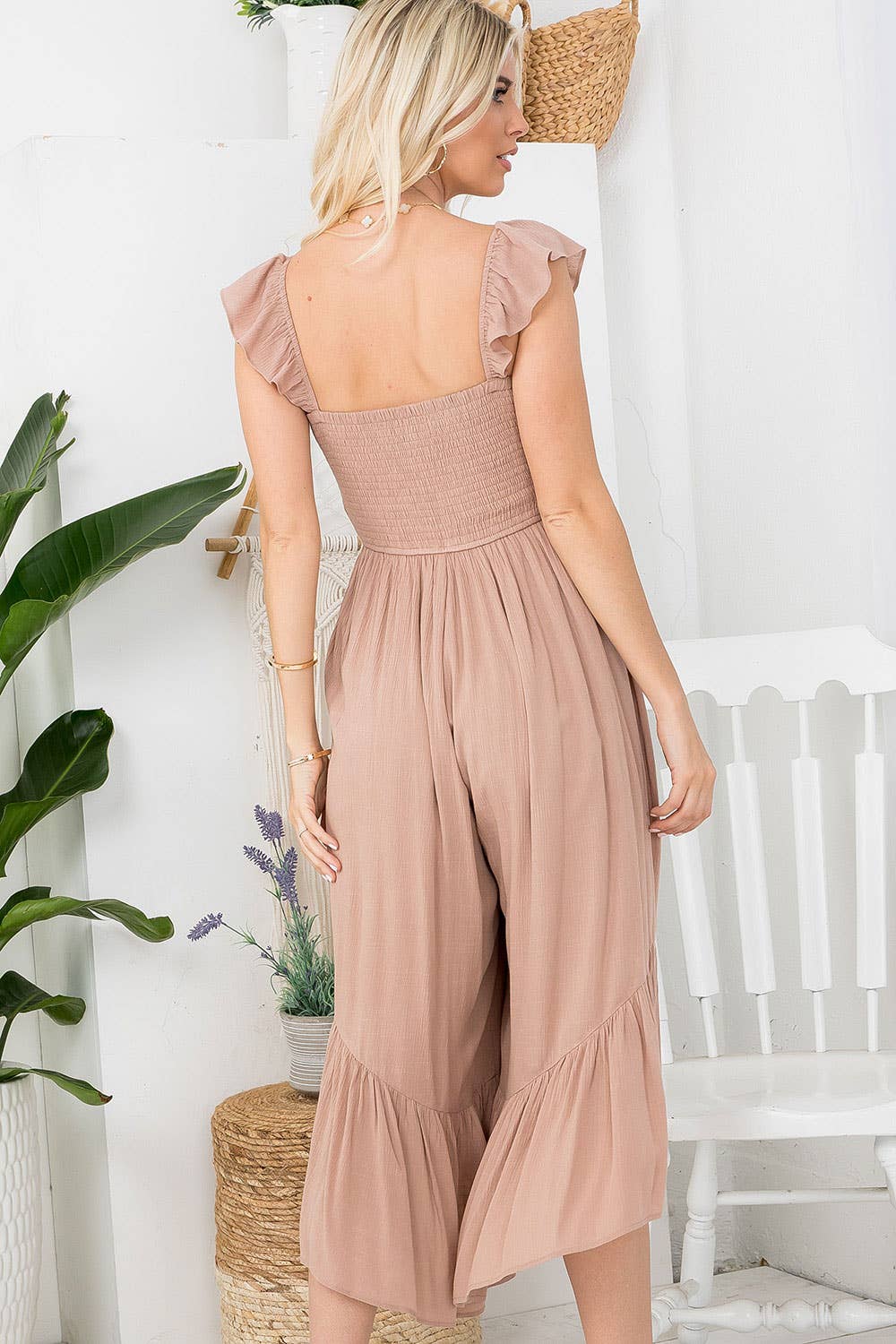 Sweet Lovely by Jen - Wholesale Jumpsuit - Women's - SW401 SOLID SMOCKED JUMPSUIT24