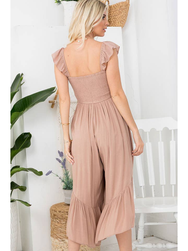 Sweet Lovely by Jen - Wholesale Jumpsuit - Women's - SW401 SOLID SMOCKED JUMPSUIT24