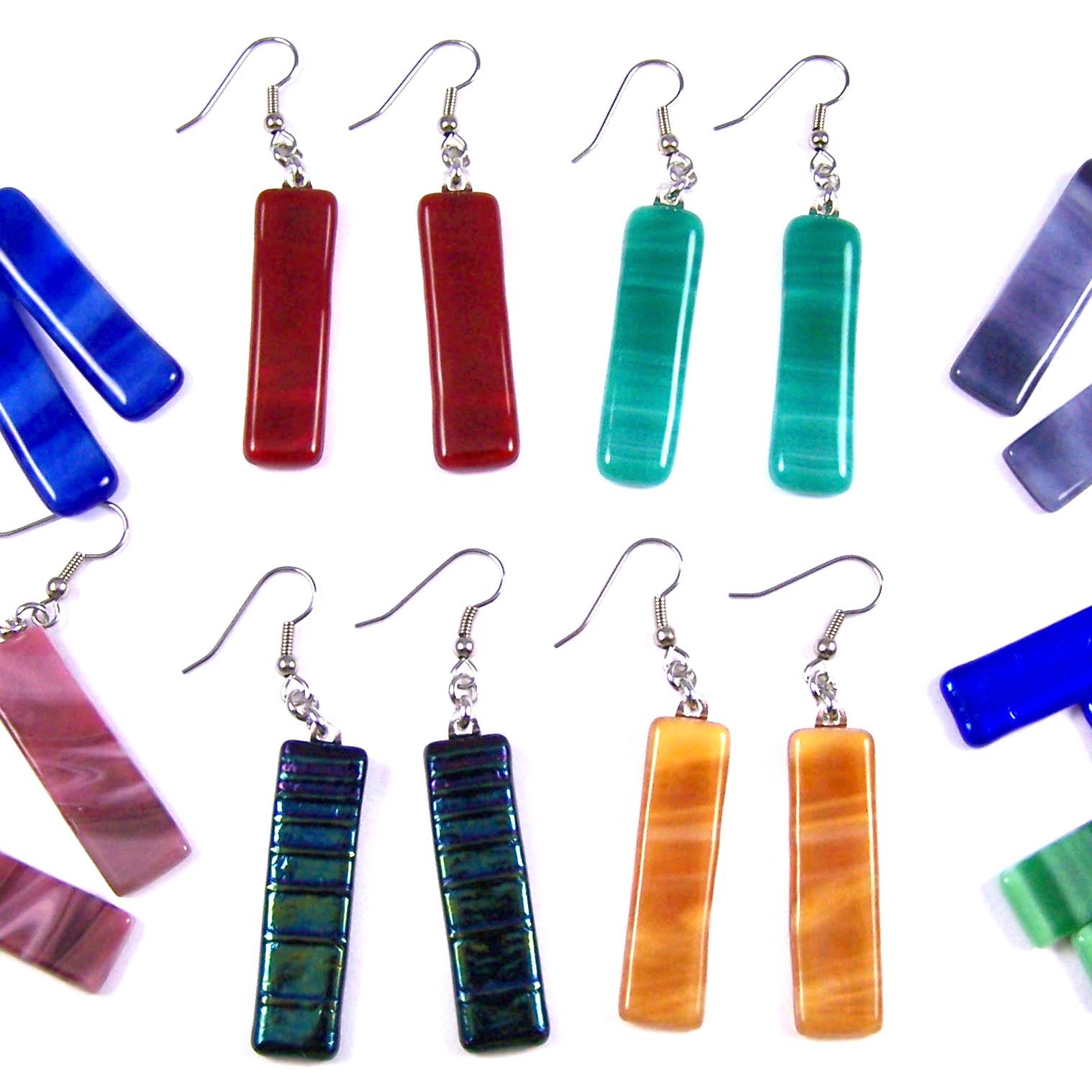 Glass Town USA - Wholesale Dangle Earrings - Stained Glass Earrings - Dangle Long - Royal Jewel Tones3