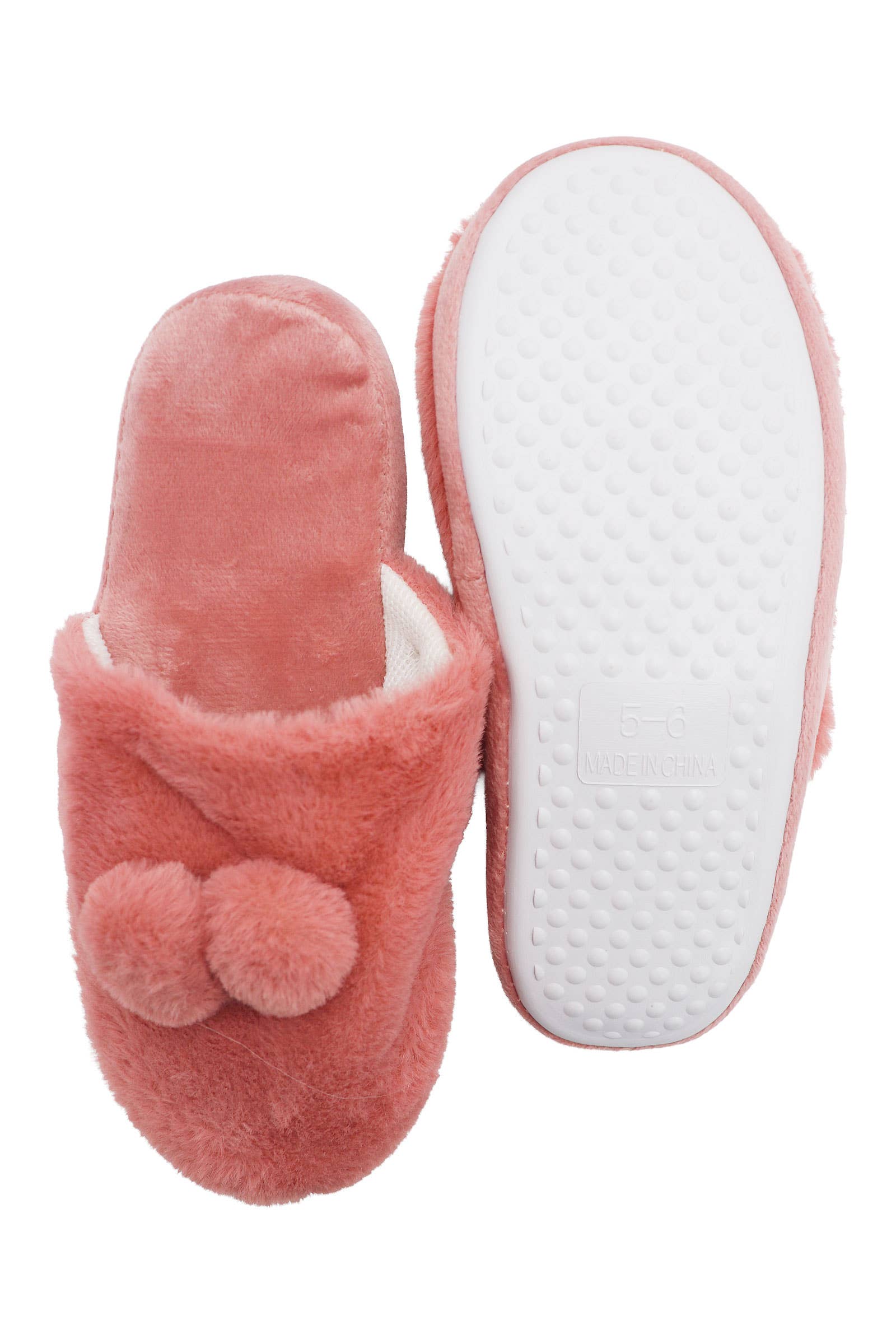 ASSORTITI Pantofole da salotto in pile soffice con doppio pom pom in vendita all'ingrosso su Faire1