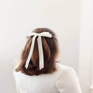 belt chain print hair bow satin overesized bow french hair