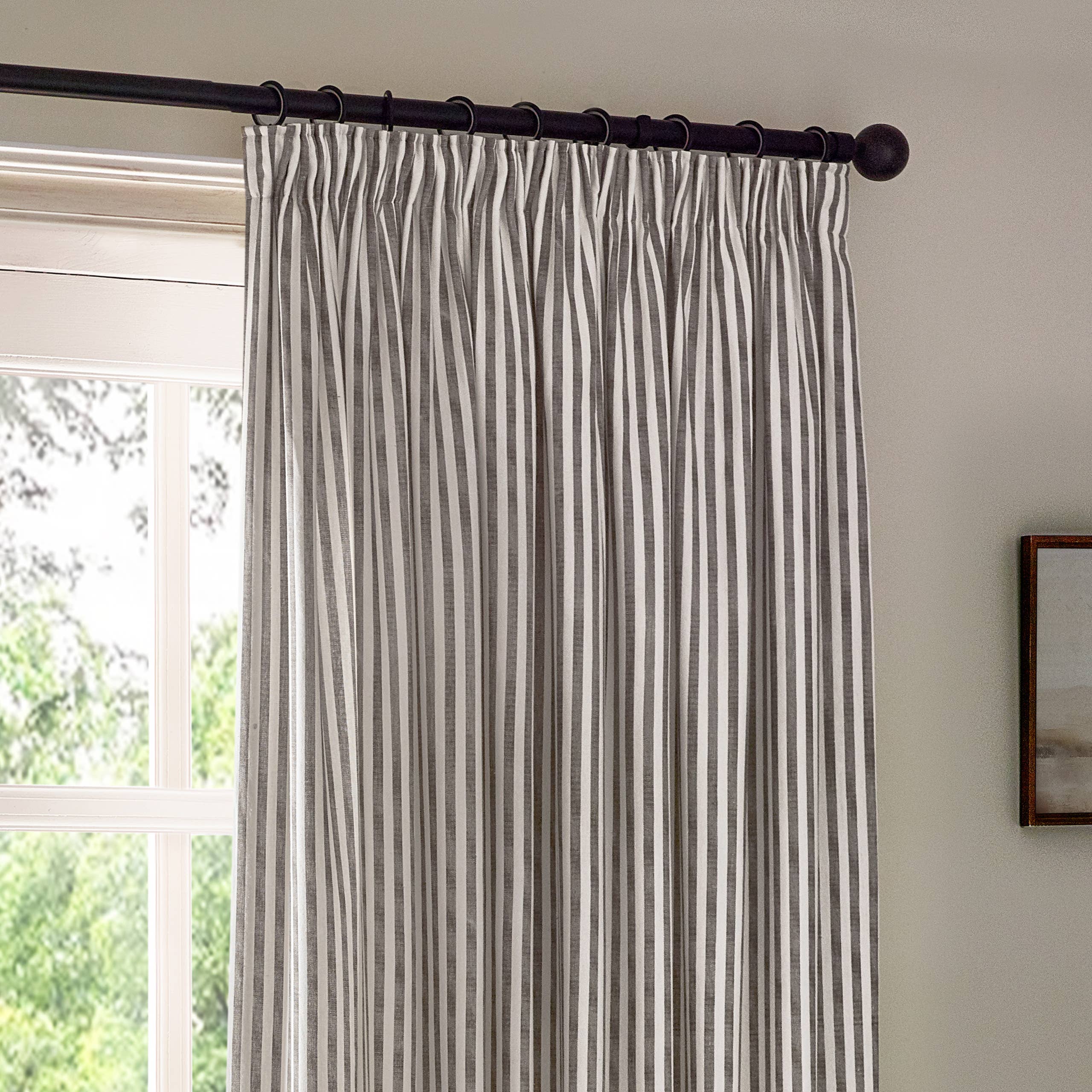 Hebden Striped Cotton Room Darkening Curtains Grey for wholesale on Faire3