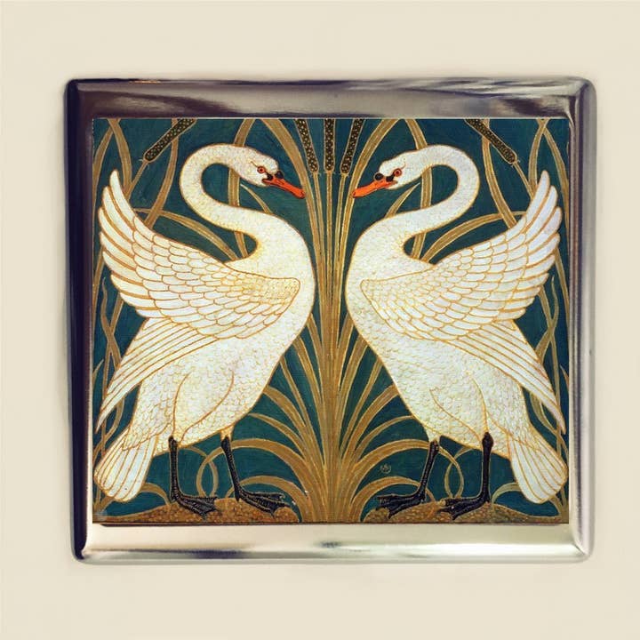 Art Nouveau Swan Business Card ID Holder Wallet Swans Bird for wholesale by FringePop