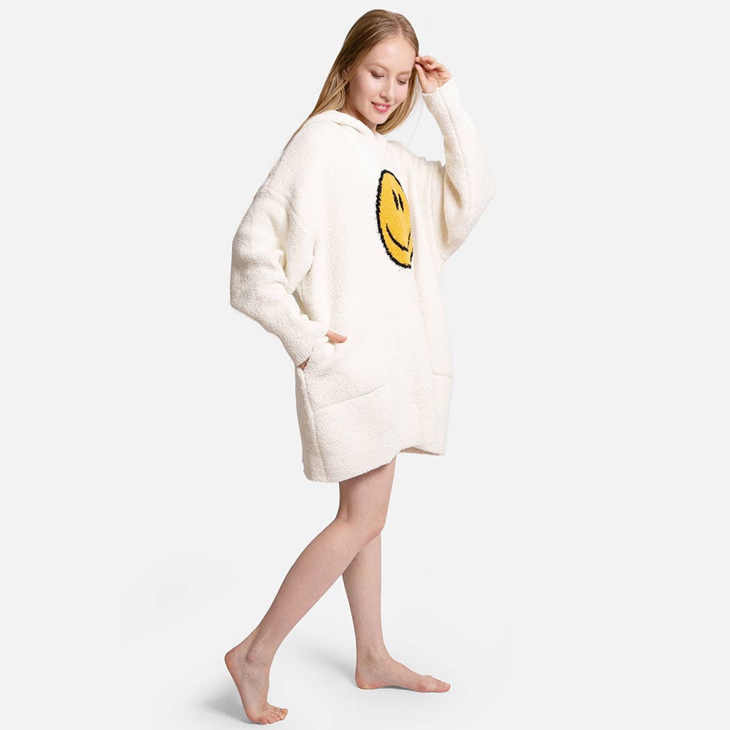 Fashion City - Wholesale Hoodie - Women's - Hooded Happy Face Snuggie with Pocket11