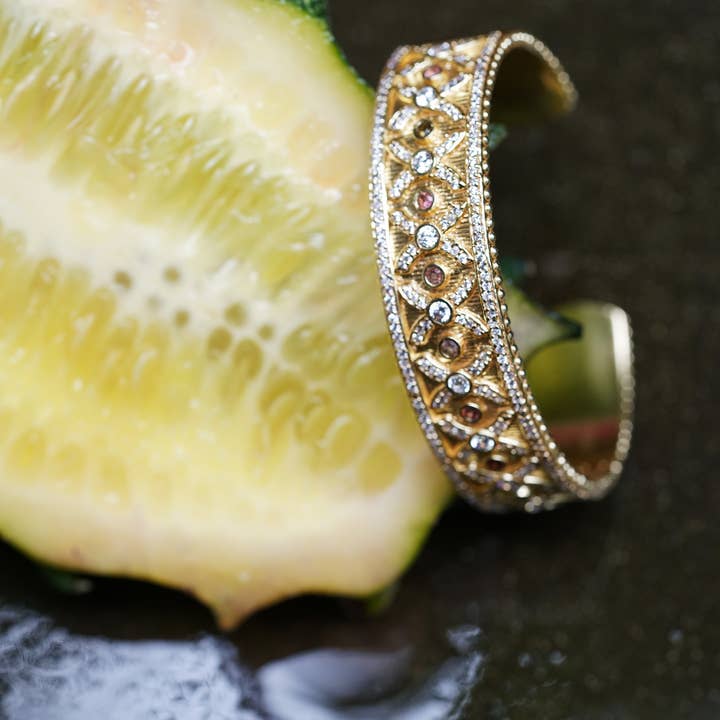 DIAPERIS - Wholesale Cuff Bracelet - CORFOU GOLD BRACELET/ TOURMALINES0