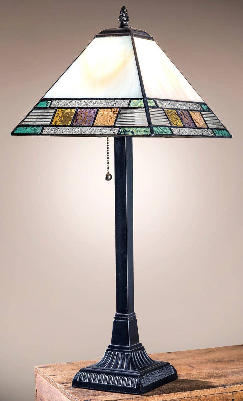 J Devlin Glass Art & Bert Anderson Collection - Wholesale Accent/Desk Lamp - Lam 691 TB Pastel Multi Colored Mission Lamp1
