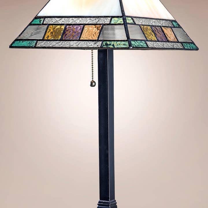 J Devlin Glass Art & Bert Anderson Collection - Wholesale Accent/Desk Lamp - Lam 691 TB Pastel Multi Colored Mission Lamp1