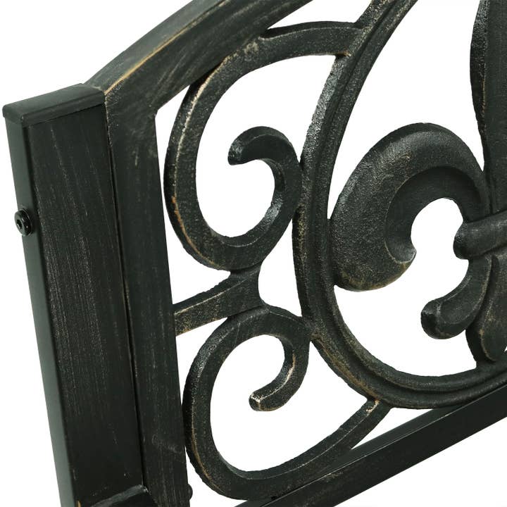 Sunnydaze Decor - Vente Fauteuils à bascule - Fauteuil à bascule d'extérieur en fonte Fleur-de-Lis, noir8