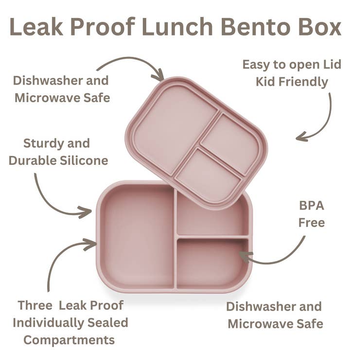 Ali+Oli - Wholesale Lunch Bag/Box - Kids - Ali+Oli Leakproof Silicone Bento Box (Rose) Back to School