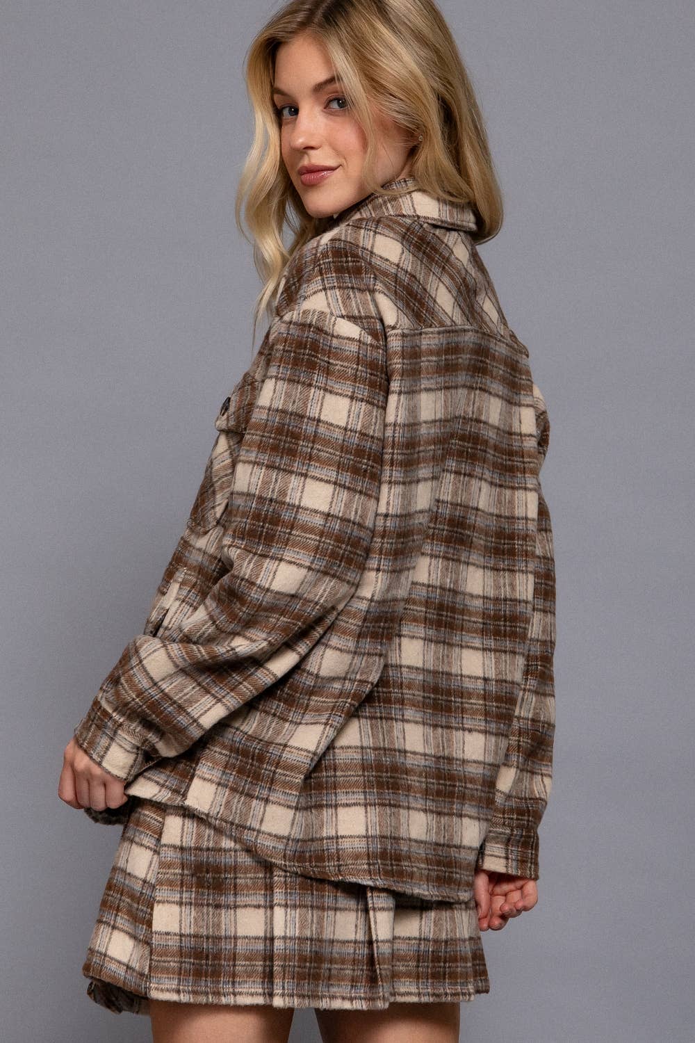 42POPS – wholesale Jacket – Women's – ',,,, Wool Blend Plaid Jacket W/ Side Pockets7