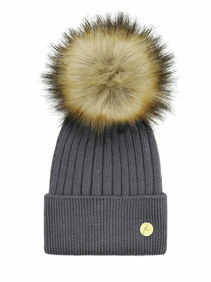 Arundel Cashmere Pom Pom Hat - Koksgrå for engroshandel hos Hortons England