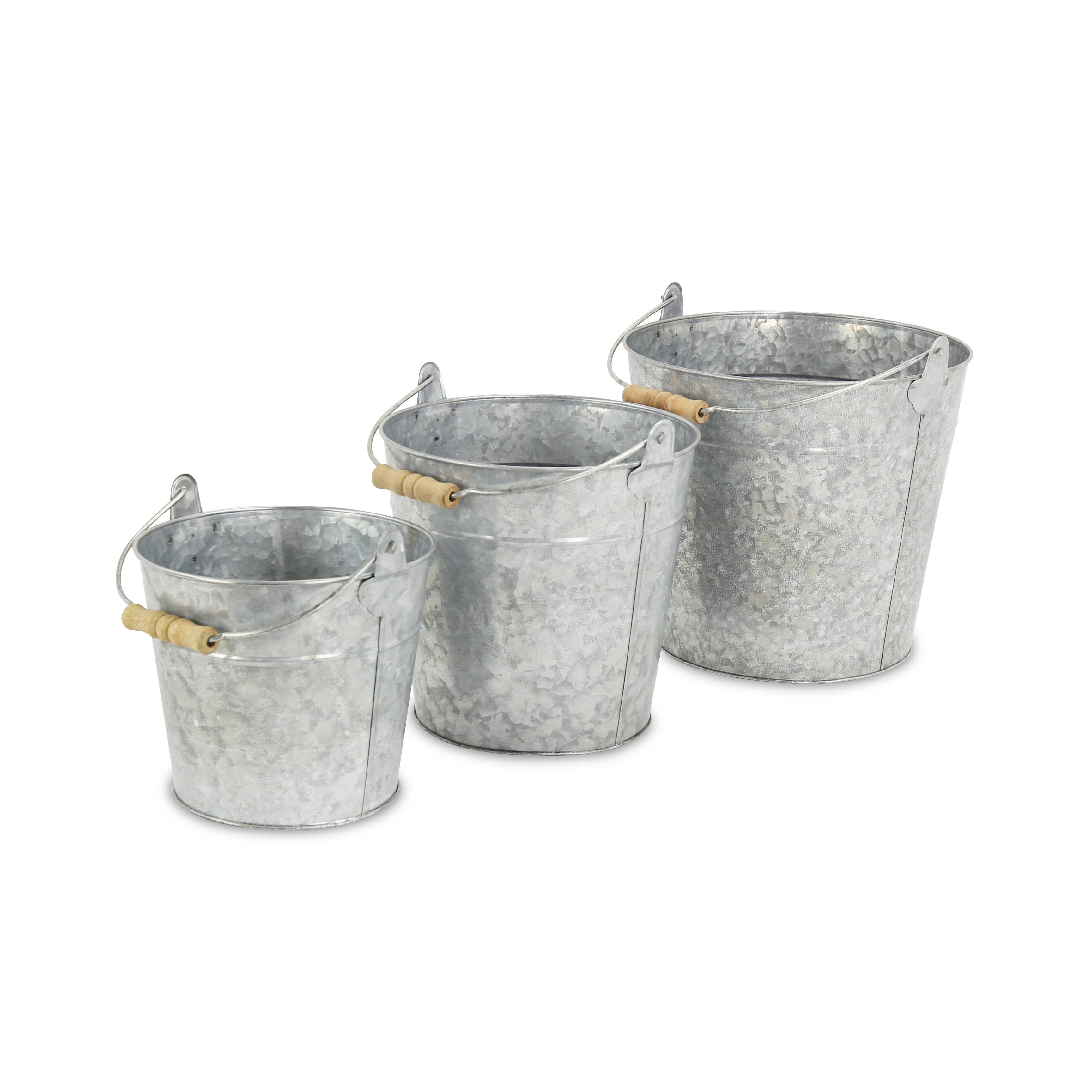 Cheungs Home Decor - Wholesale Bucket/Pail - Pina Set of 3 Galvanized Metal Buckets6