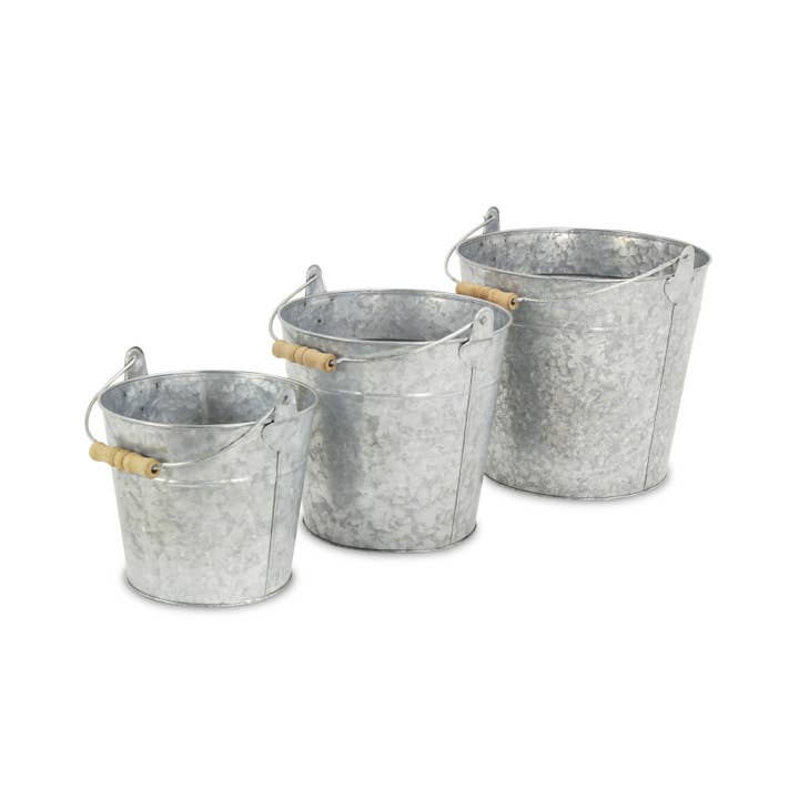 Cheungs Home Decor – Großhandel Eimer/Kübel – Pina Eimer-Set aus verzinktem Metall, 3 Stück6