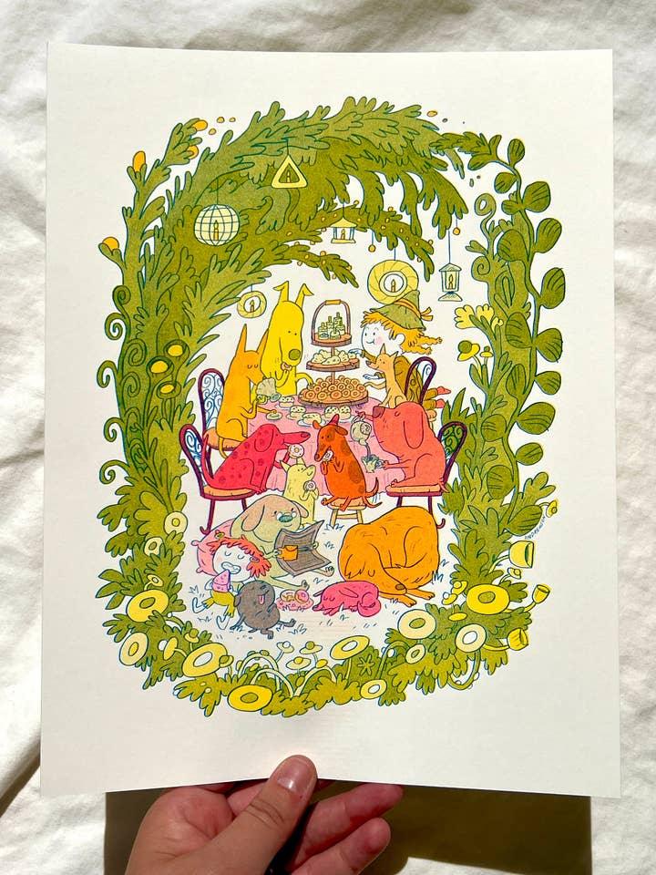 Stampa a Riso per Doggy Tea Party per la vendita all'ingrosso da parte di Natalie Andrewson