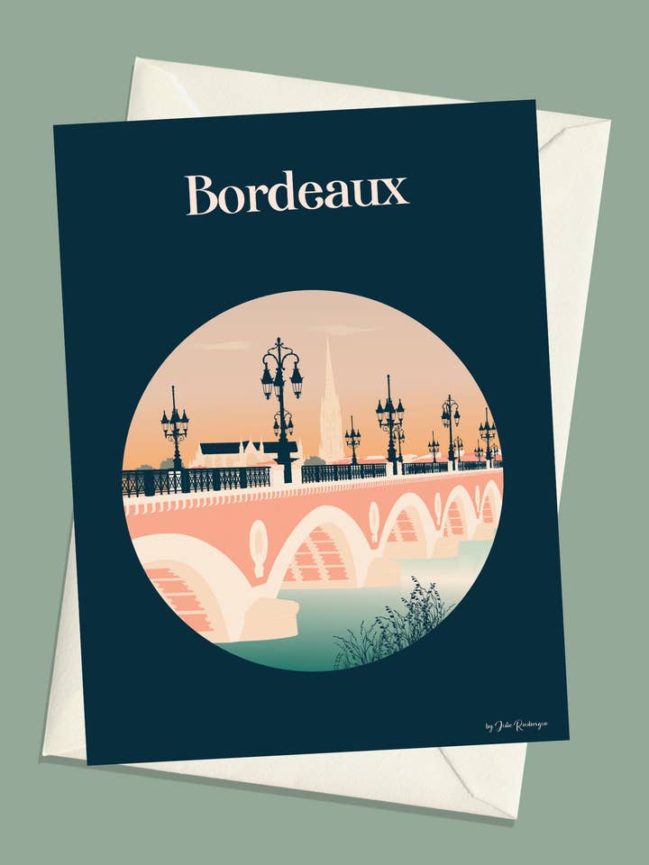 Carte Postale BORDEAUX, Le Pont de Pierre pour la vente par Julie Roubergue