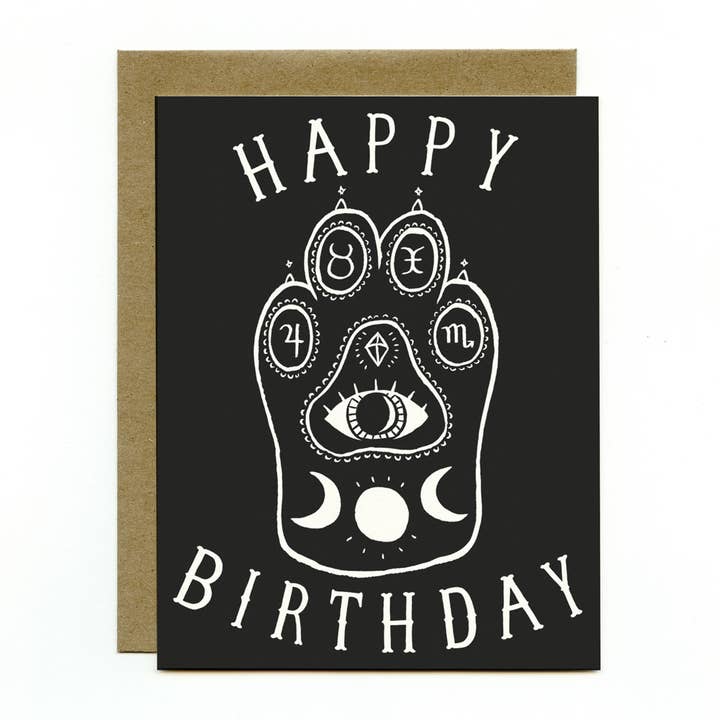 Witchcat Paw Birthday Card for wholesale by Bee's Knees Industries