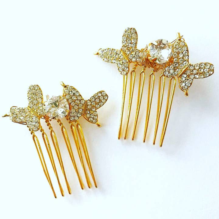 Crystal Butterfly Comb for wholesale by Hettie Hair Accessories