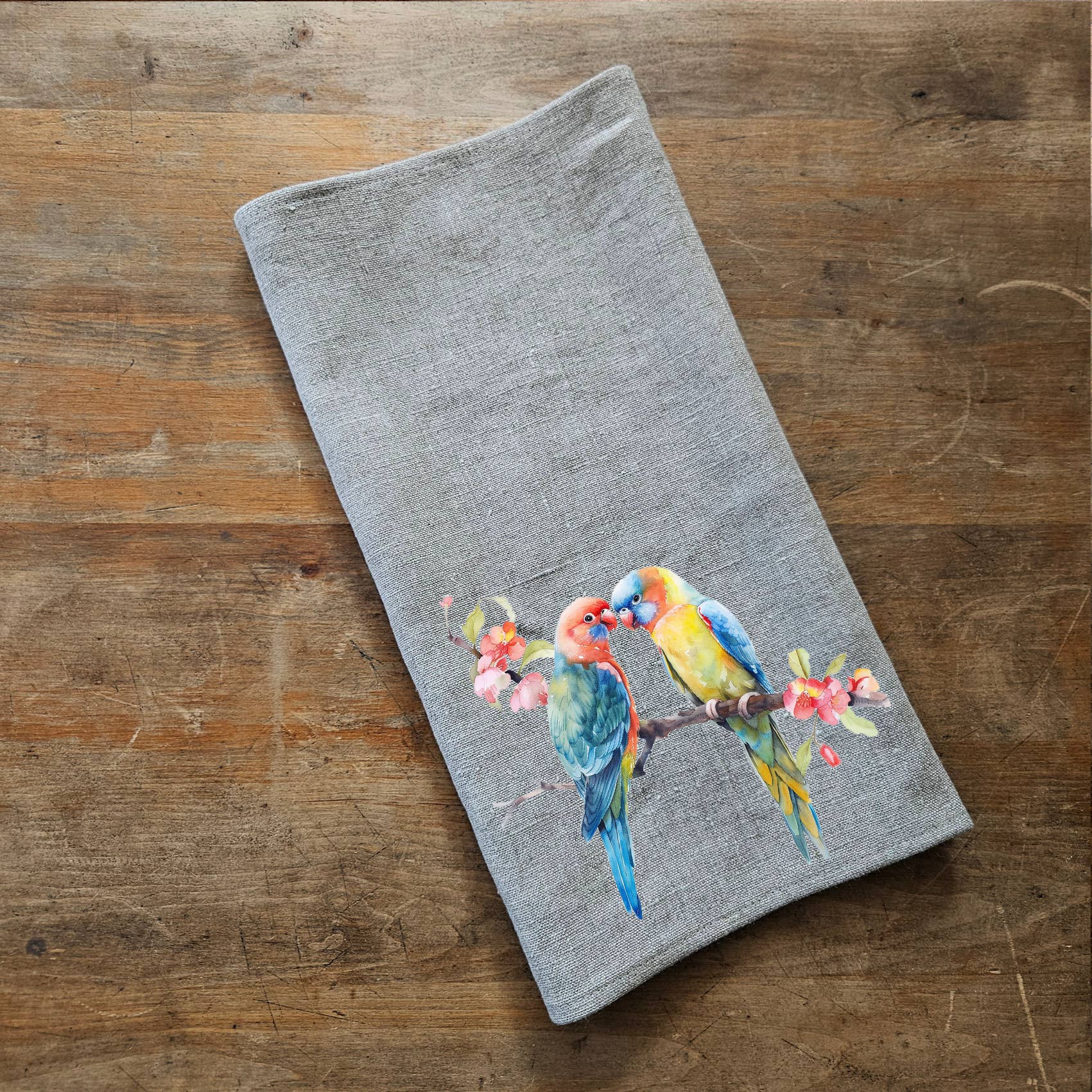 NorraVilla - Wholesale Tea Towel - 100% Linen Guest Towel with Parrot Friends0