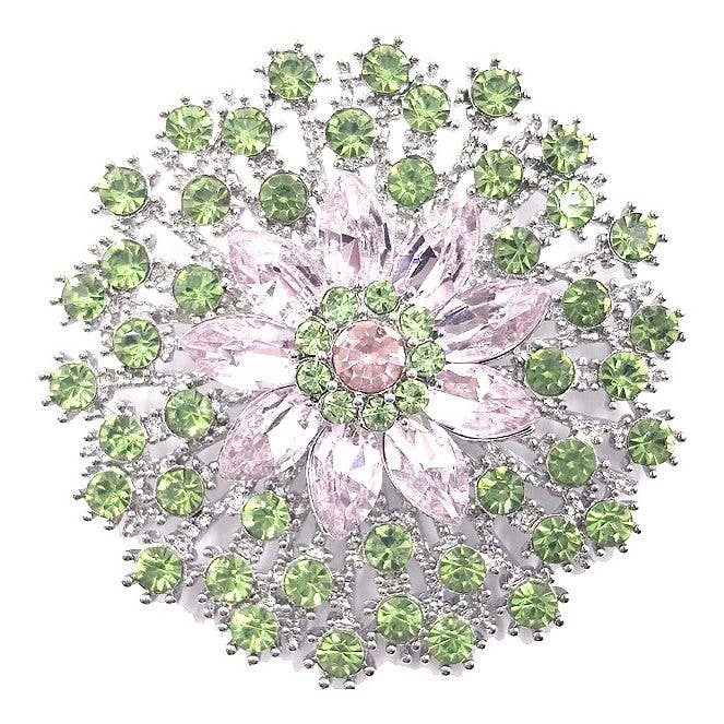 Broche Épingle Bouton de Fleur Épanouie en Strass pour la vente par Diacly