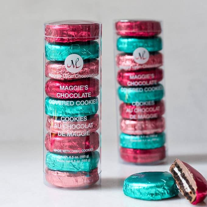 9pc Maggie's Chocolate Covered Cookies, Jewel Tones for wholesale by Maggie Lyon Chocolatiers