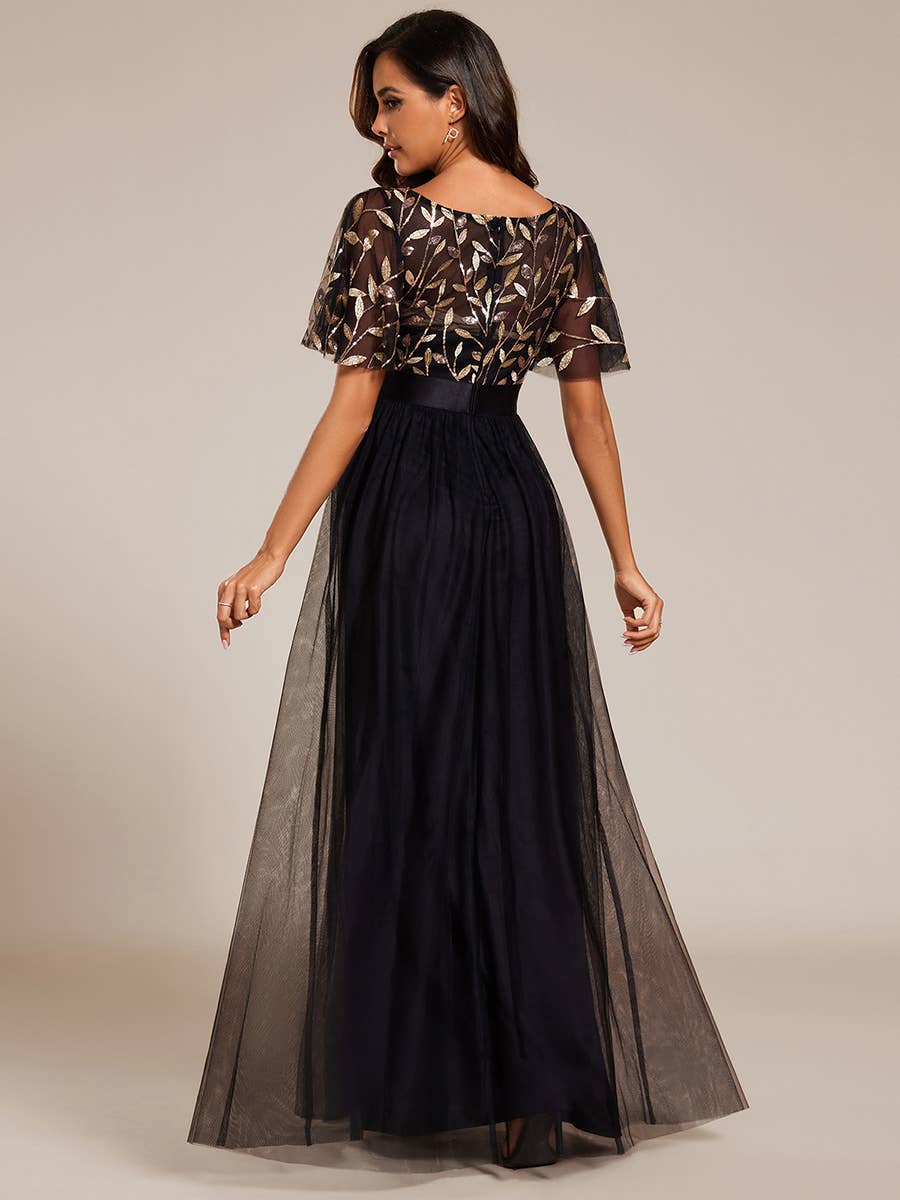 Ever-Pretty - Wholesale Gown - Women's - Sequin Print Maxi Long Evening Dresses with Cap Sleeve18