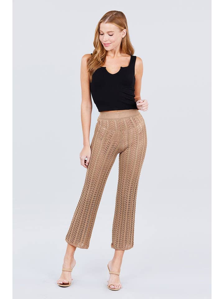 CC Wholesale Clothing - Venta al por mayor Pantalones - Mujer - Pantalones suéter de rejilla largos acampanados