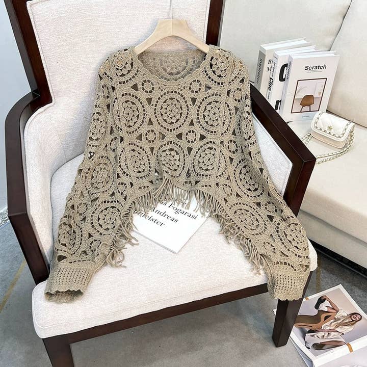 Funkyrel® Atzbranding Limited – Engroshandel Pullover - Dame – Crosa - Vintage hulstrik Batwing Sweater