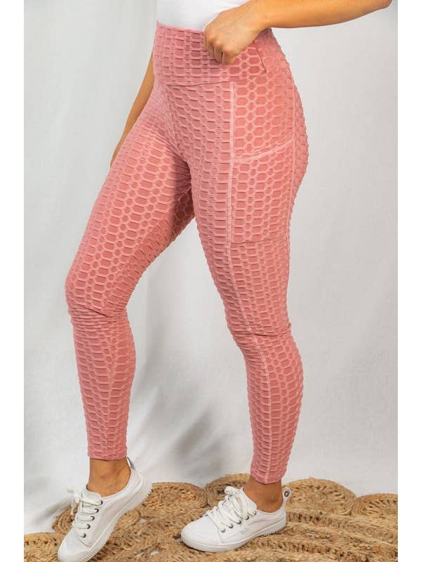 White Birch - Wholesale Sport-/loungelegging - Dames - P40138 Effen gebreide legging met hoge taille en contouren