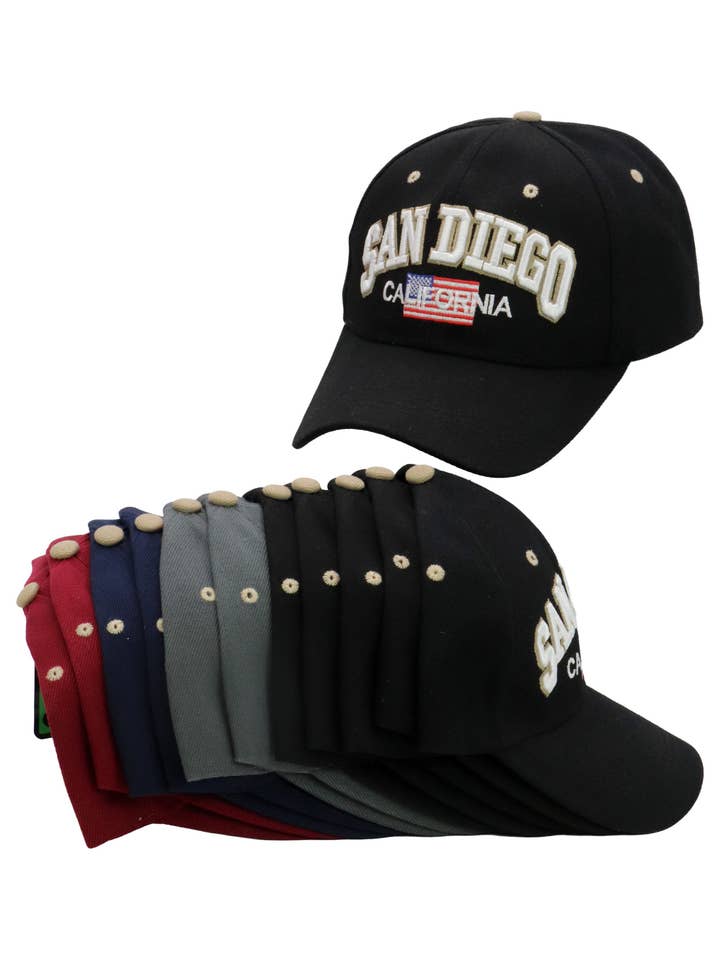 San Diego American Flag Velcro Back Baseball Cap for wholesale by Cap Zone