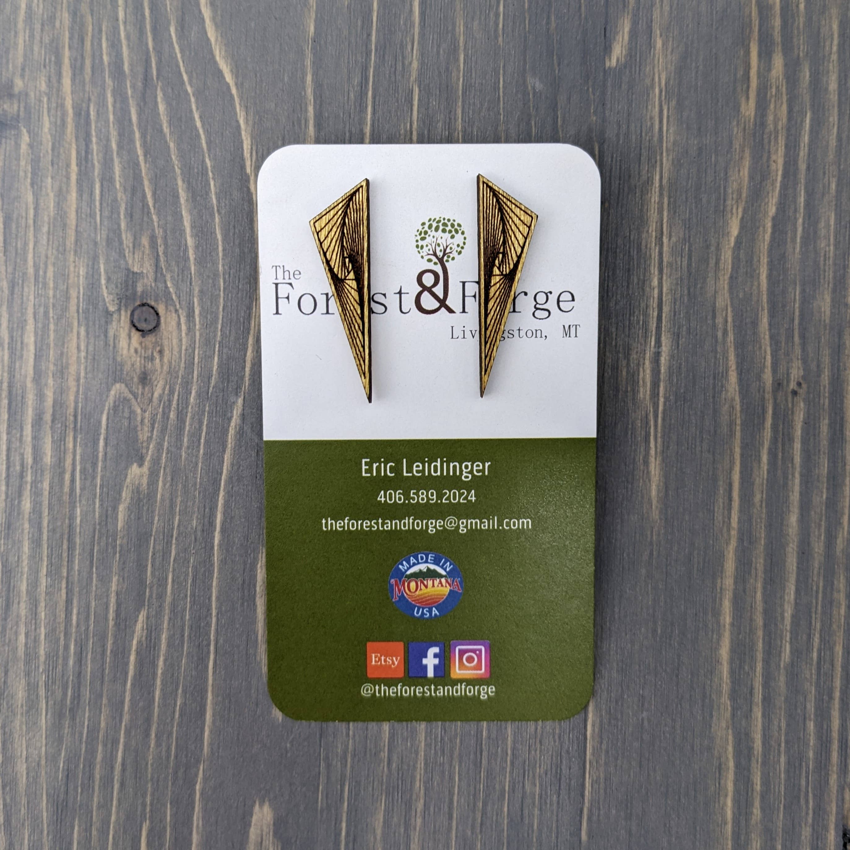 The Forest and Forge - Wholesale Stud/Post Earrings - Etched Triangle Wood Stud Earrings3