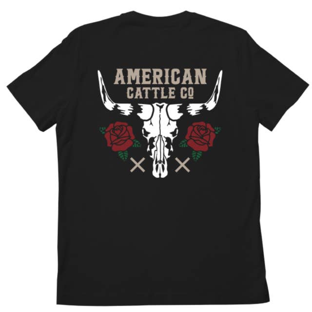 Skull & Roses Tee-Black for wholesale by American Cattle Co