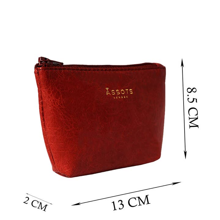 Assots London – wholesale Coin purse – Women’s – 'Diana' Red Full Grain Leather Zip Top Coin Purse3