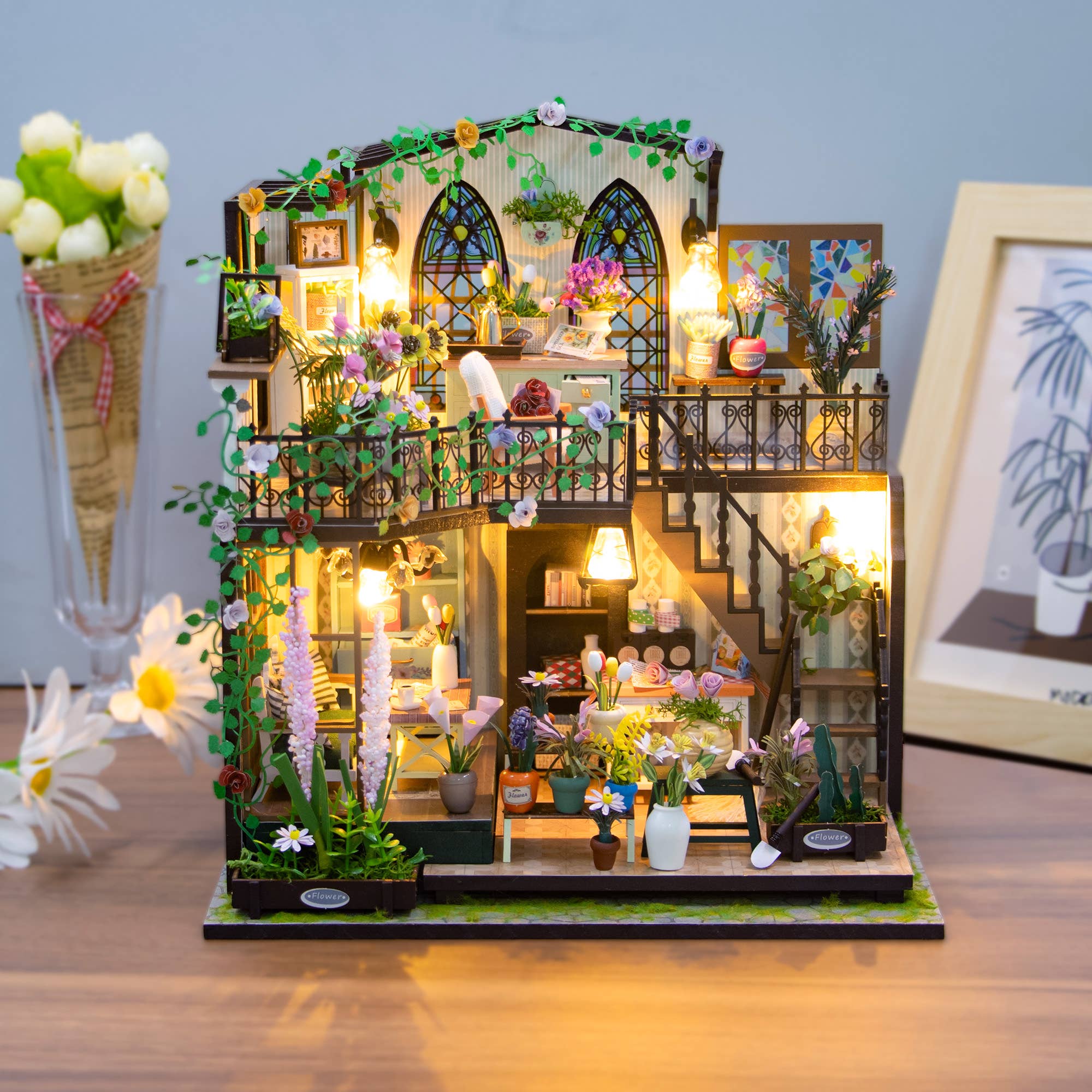 Hands Craft Intl – wholesale DIY craft kit – DIY Miniature House Kit: Garden Loft1