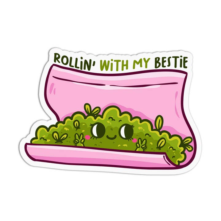 Adesivi testurizzati in vinile Rollin' with my Bestie per la vendita all'ingrosso da parte di Girls Printing House