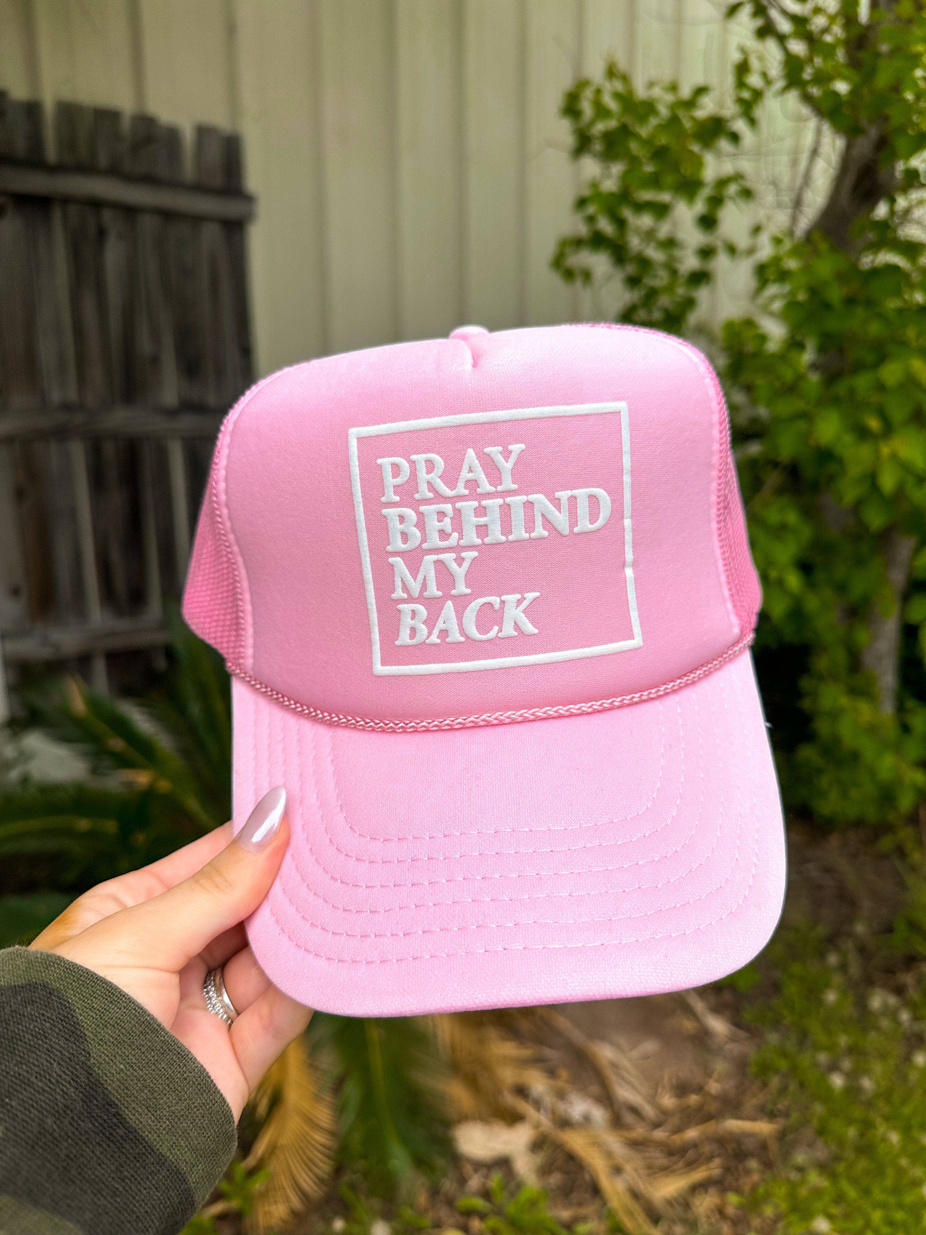 Southern Bliss Co. - Wholesale Trucker Hat - Women's - Pray Behind My Back Light Pink Trucker Hat0