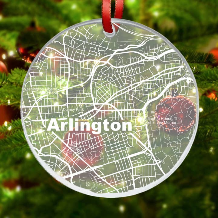 Blue Ridge Mountain Gifts - Vente Objets de décoration - Arlington VA - Carte des rues - Décoration de Noël en acrylique0