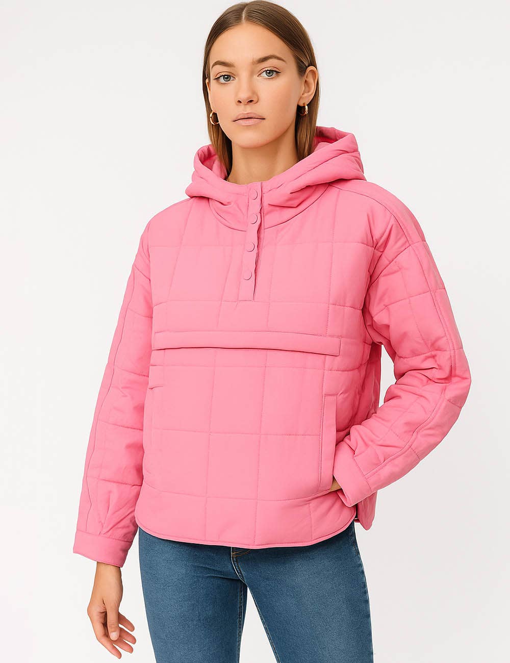 Sweetkama – wholesale Puffer jacket – Women’s – Ladies Button Pullover Hooded Padded Puff Jacket SKT475539