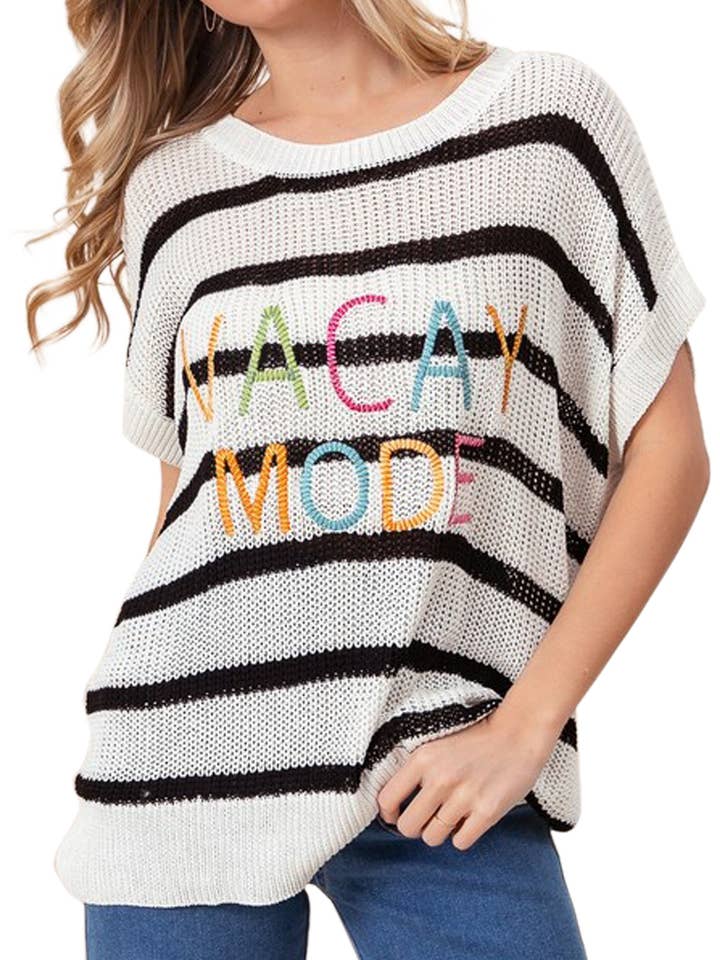 Vacay Mode Randig Tröja Med Bokstäver för wholesale av Vanilla Monkey