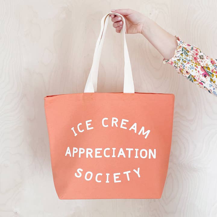 Alphabet Bags - Wholesale Tote Bag - Women's - Ice Cream Appreciation Society - Peach Canvas Tote Bag4