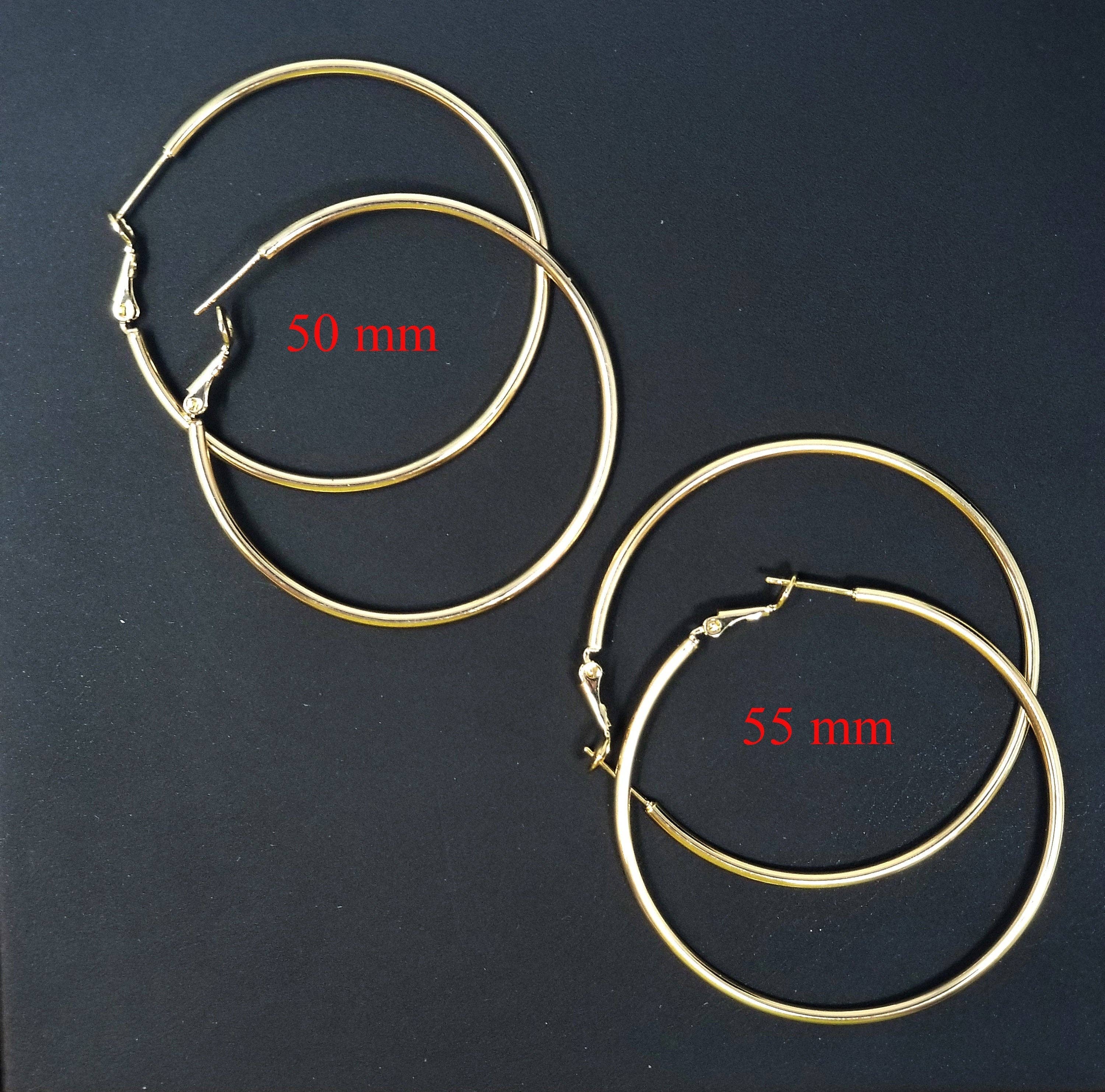Aim Eternal - Wholesale Hoop Earrings - 50mm 55mm Gold filled Hoops Earrings w/Clutch, 14k Gold-Filled Findings 1 Pair 1mm Gold Filled Hoops, Hoop Earrings1
