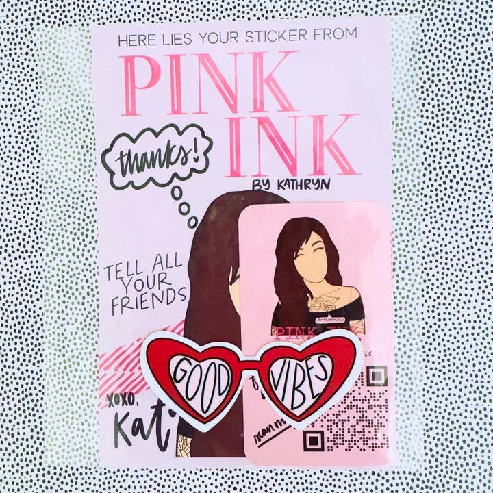 Kathryn Chill Collective - Wholesale Phone & laptop stickers - Good Vibes Glasses Sticker1