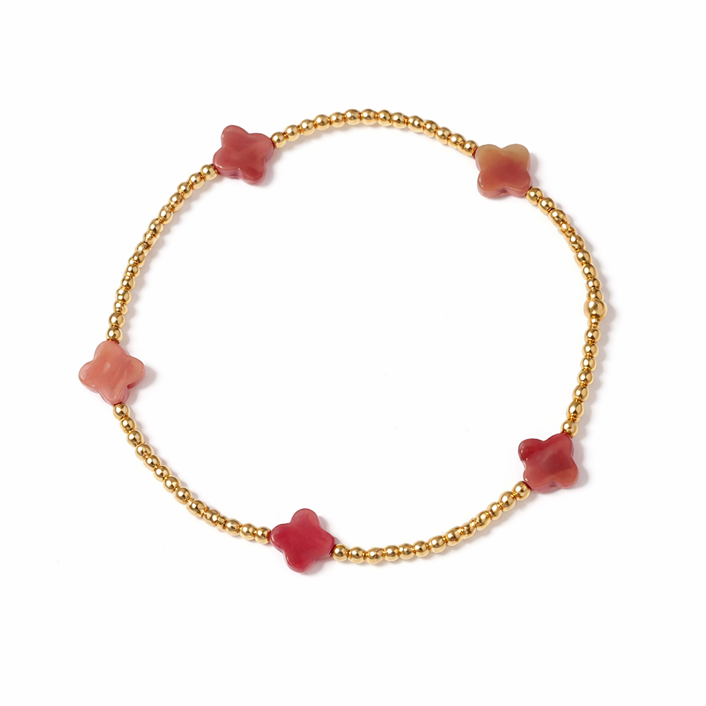 erin gray - Wholesale Charm/Dangle Bracelet - The Lucky Clover Bracelet in Lilac Natural Stone0