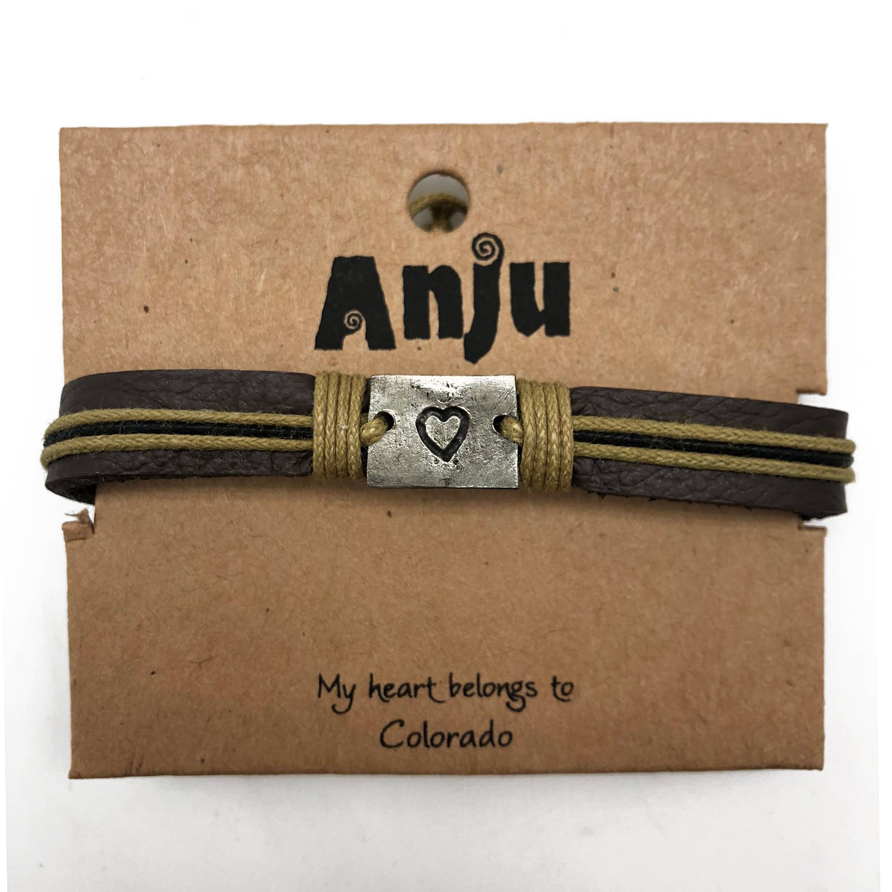 Anju Jewelry – Großhandel Armband mit Charms/Anhängern – Home State Schmuck - Zinn Lederarmband4