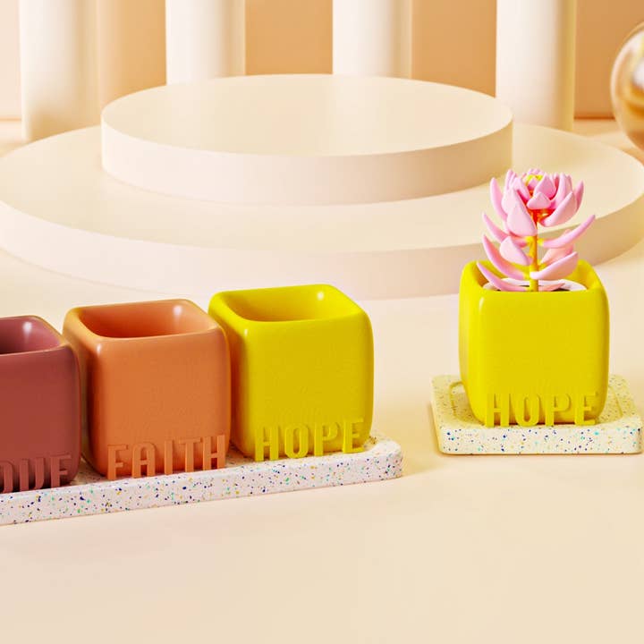 HOPE FAITH LOVE Mini Plant Pot Silicone Mould for wholesale by Minimouldfactory